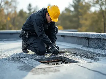Roofix NY professional roofer inspecting commercial flat roof