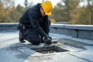 Roofix NY professional roofer inspecting commercial flat roof